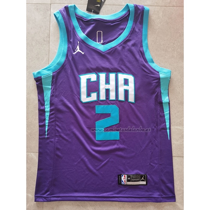 Camiseta Charlotte Hornets LaMelo Ball NO 2 Statement Edition Violeta